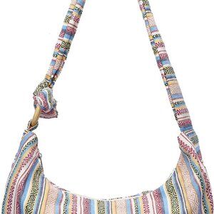 Women Hippie Crossbody Bag cloth boho Sling Bag Canvas Bohemian Hobo Hand Bags